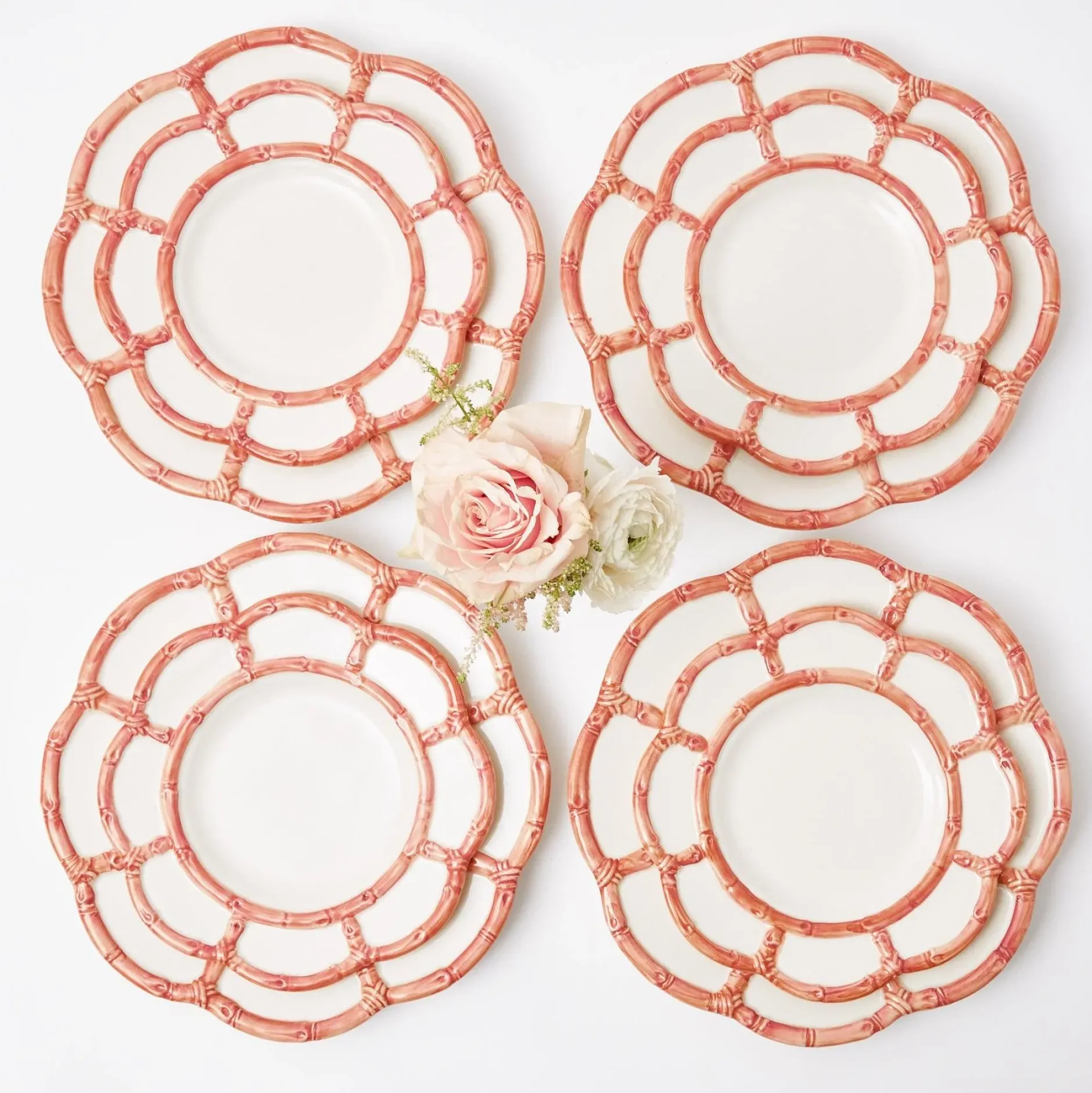 Outlet Mrs. Alice Pink Petal Bamboo Starter Plates (Set Of 4)