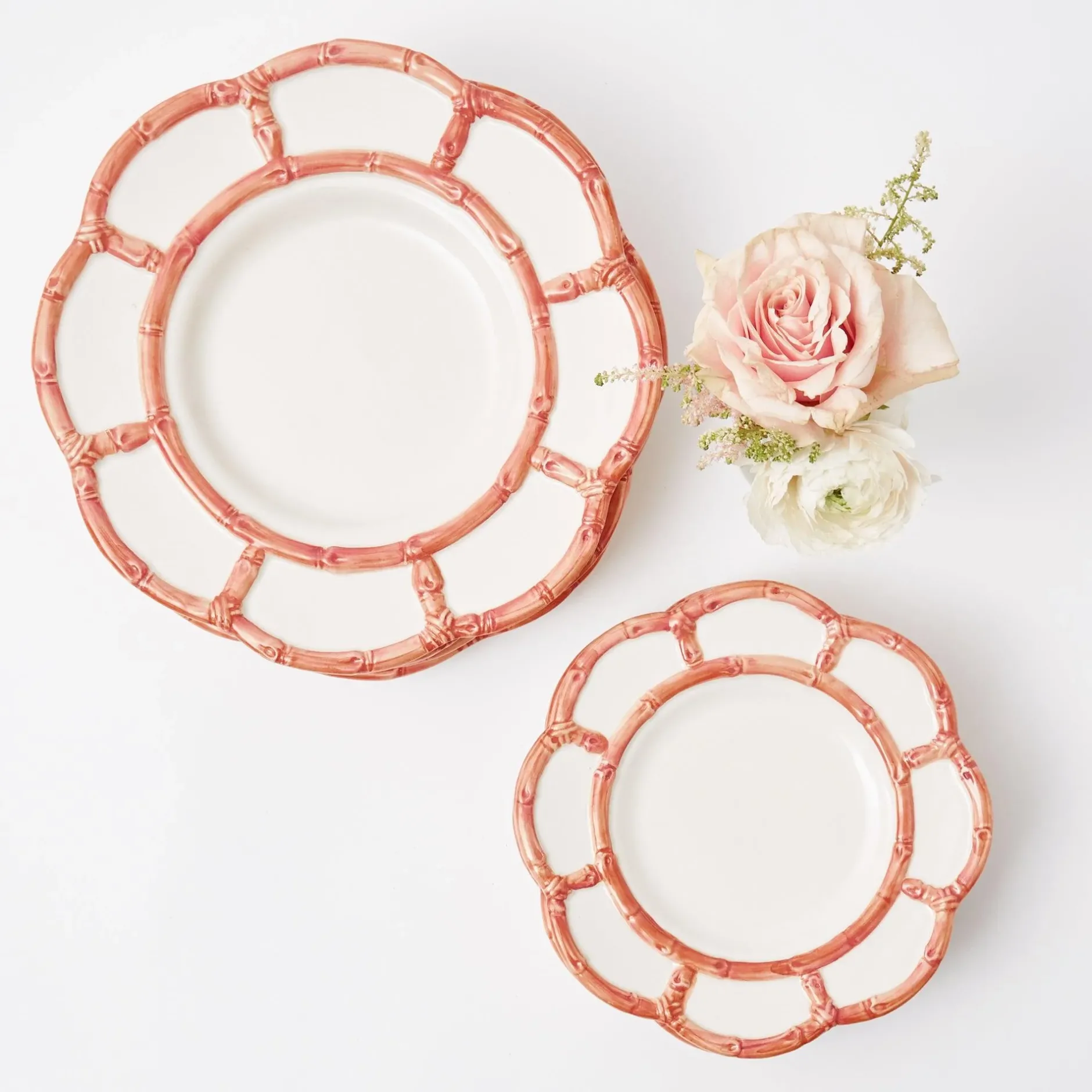 Outlet Mrs. Alice Pink Petal Bamboo Starter Plates (Set Of 4)