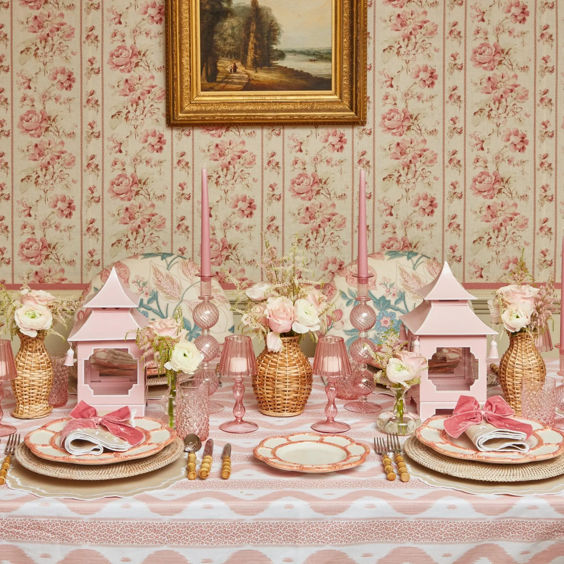 Outlet Mrs. Alice Pink Petal Bamboo Starter Plates (Set Of 4)
