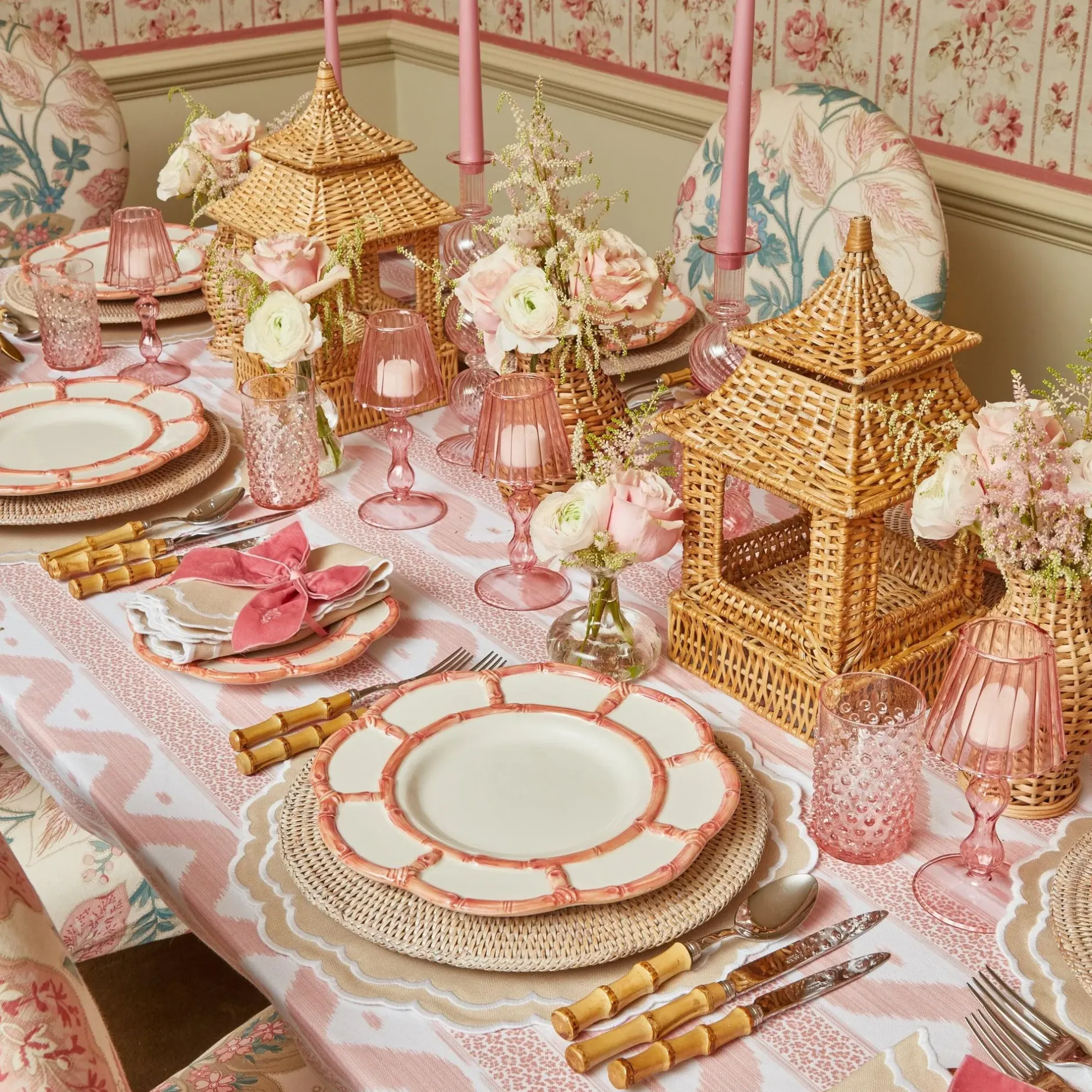 New Mrs. Alice Pink Petal Bamboo Starter Plates (Set Of 4)