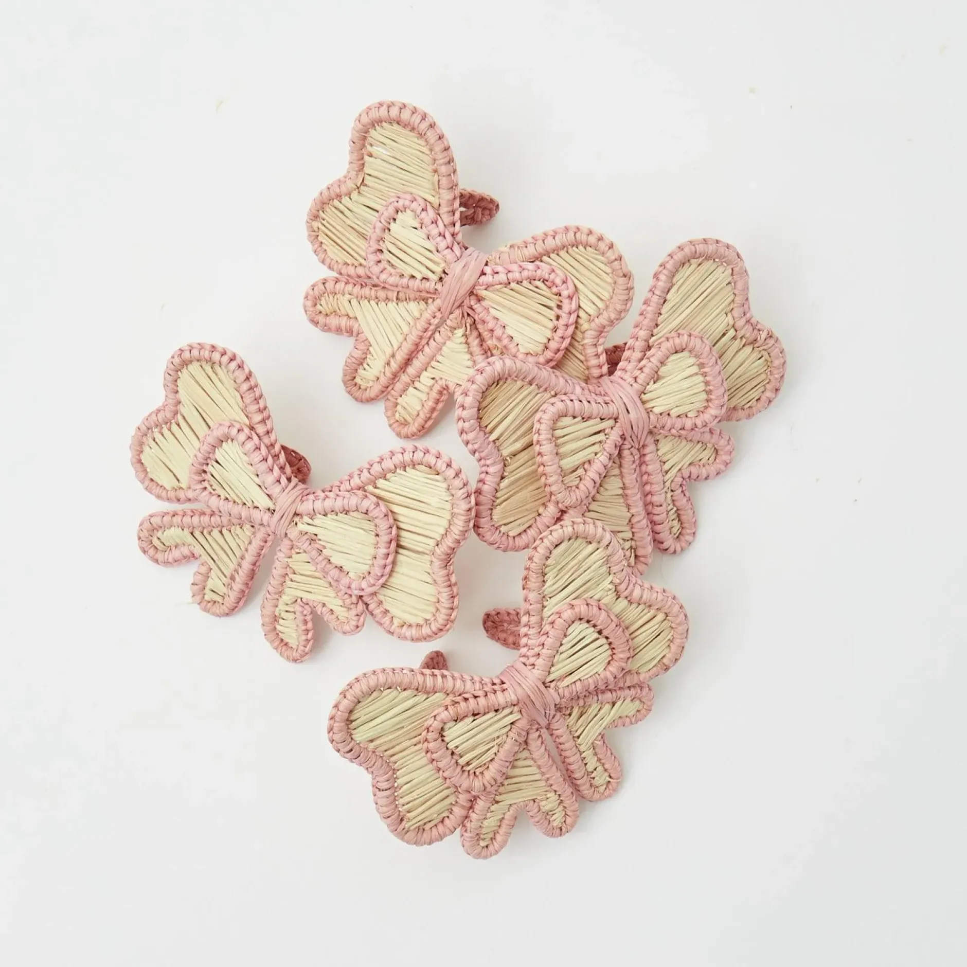 New Mrs. Alice Pink Rattan Napkin Bow (Set Of 4)