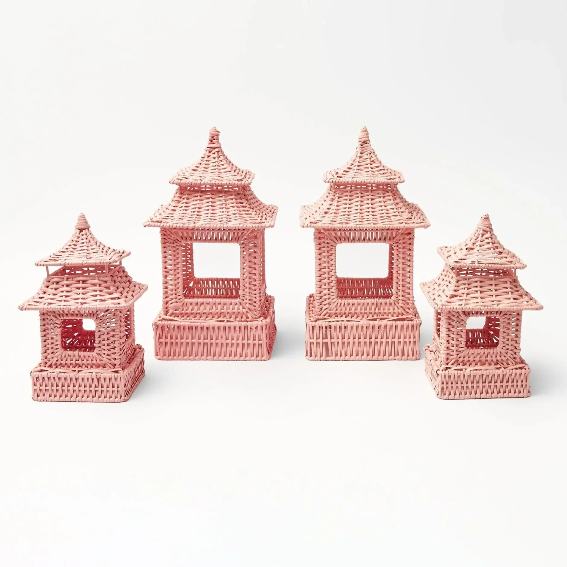 Discount Mrs. Alice Pink Rattan Pagoda Lantern Set