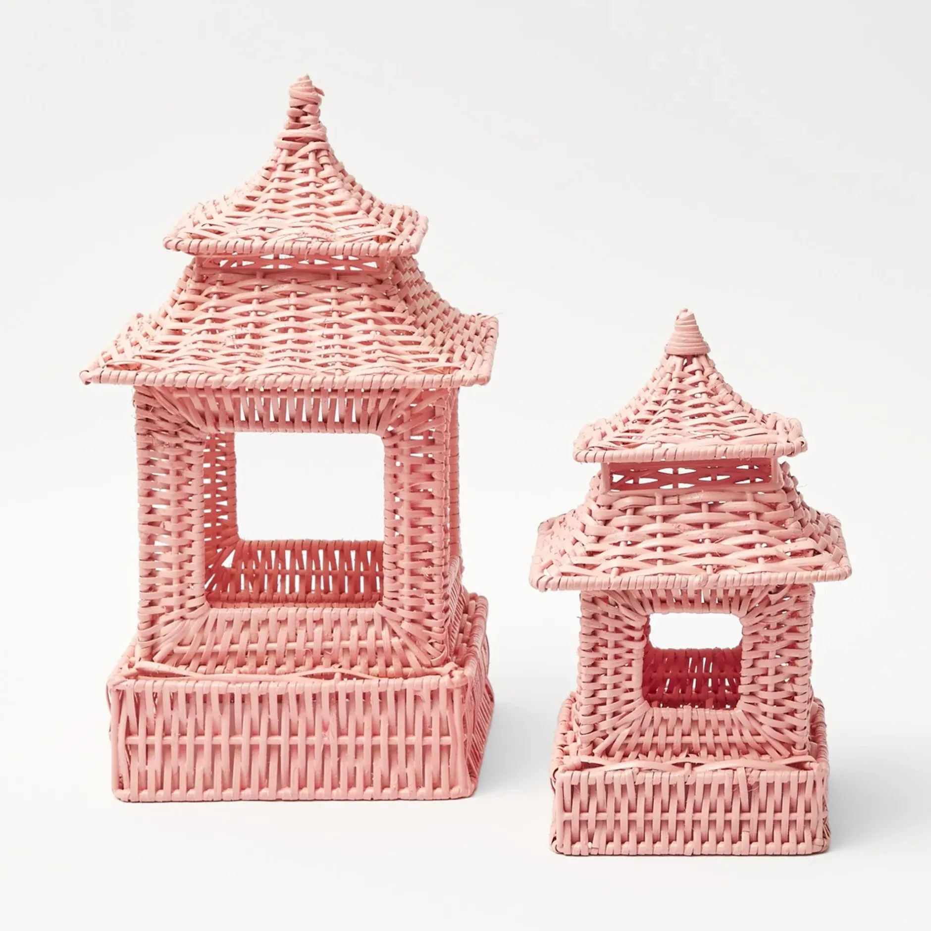 Discount Mrs. Alice Pink Rattan Pagoda Lantern Set