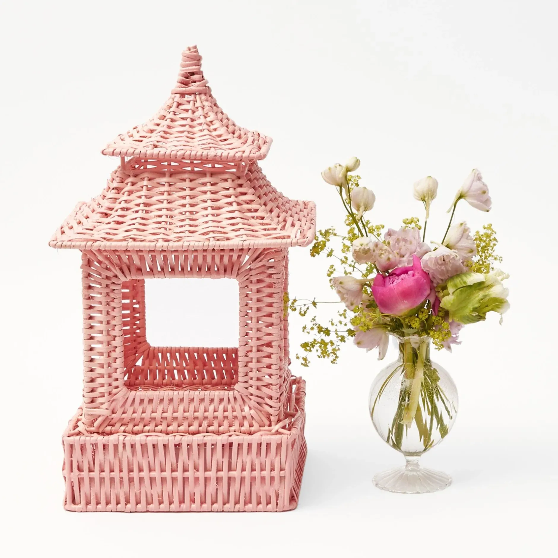 Discount Mrs. Alice Pink Rattan Pagoda Lantern