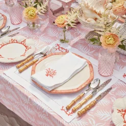 Sale Mrs. Alice Pink Trailing Ferns Tablecloth