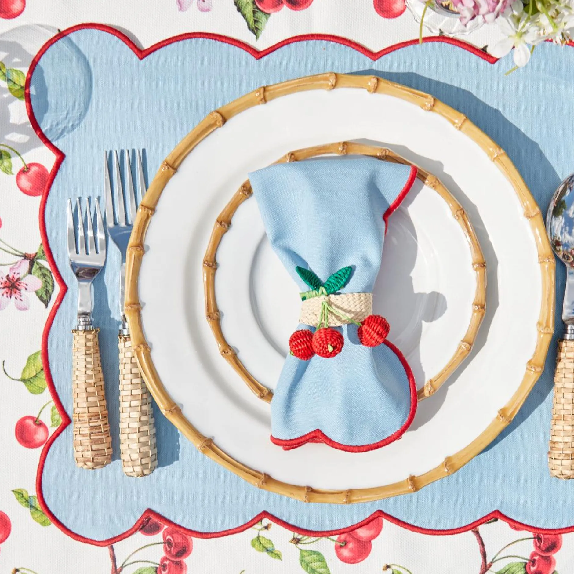 Sale Mrs. Alice Raffia Cherry Napkin Holders (Set Of 4)