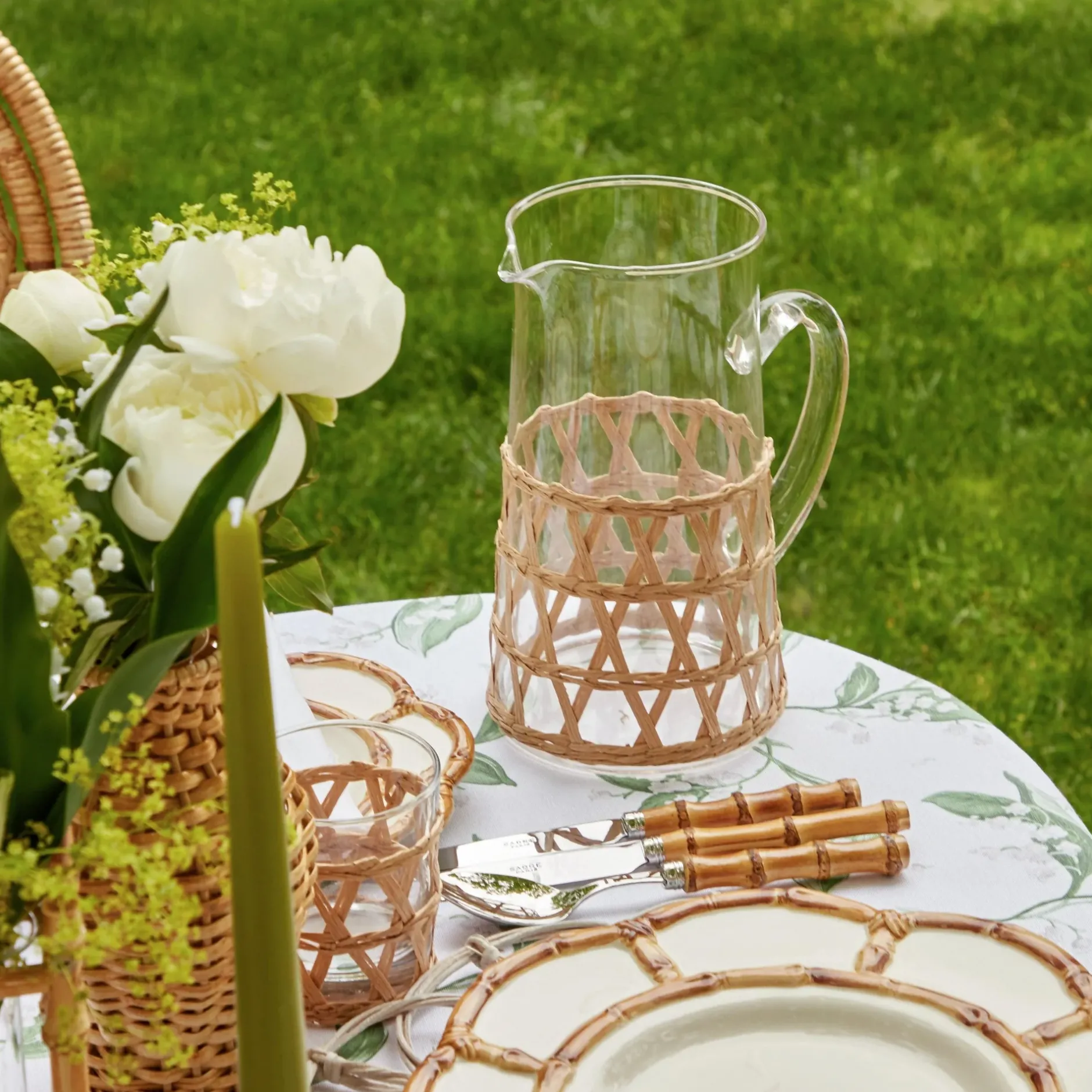Best Mrs. Alice Raffia Water Glasses & Jug Set