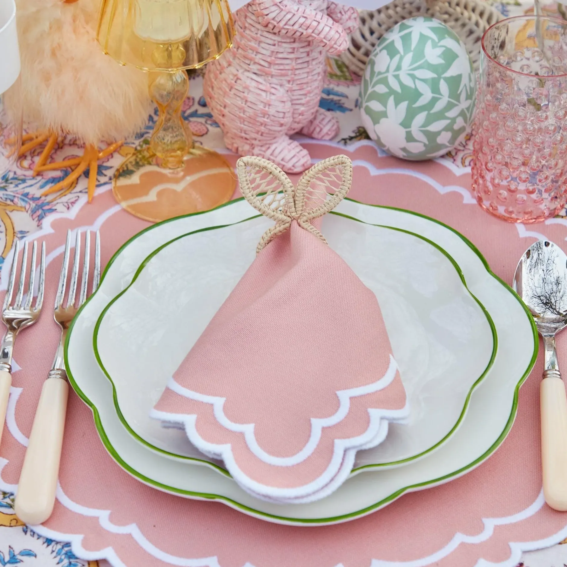 Online Mrs. Alice Rattan Bunny Napkin Rings (Set Of 4)