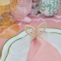 Online Mrs. Alice Rattan Bunny Napkin Rings (Set Of 4)