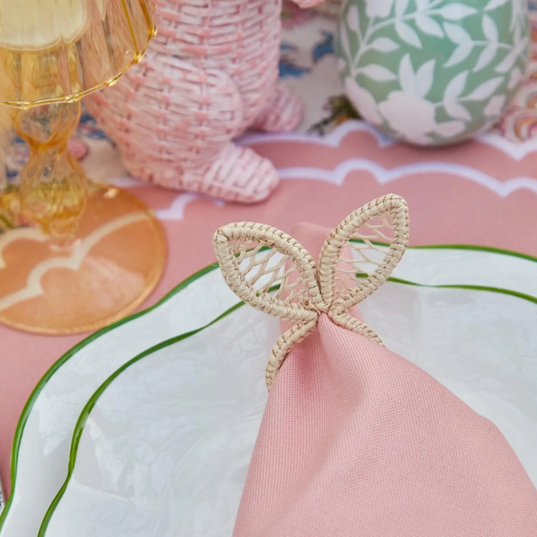 Online Mrs. Alice Rattan Bunny Napkin Rings (Set Of 4)