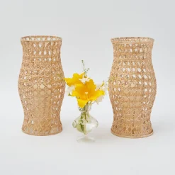 Discount Mrs. Alice Rattan Hurricane Lantern (Pair)