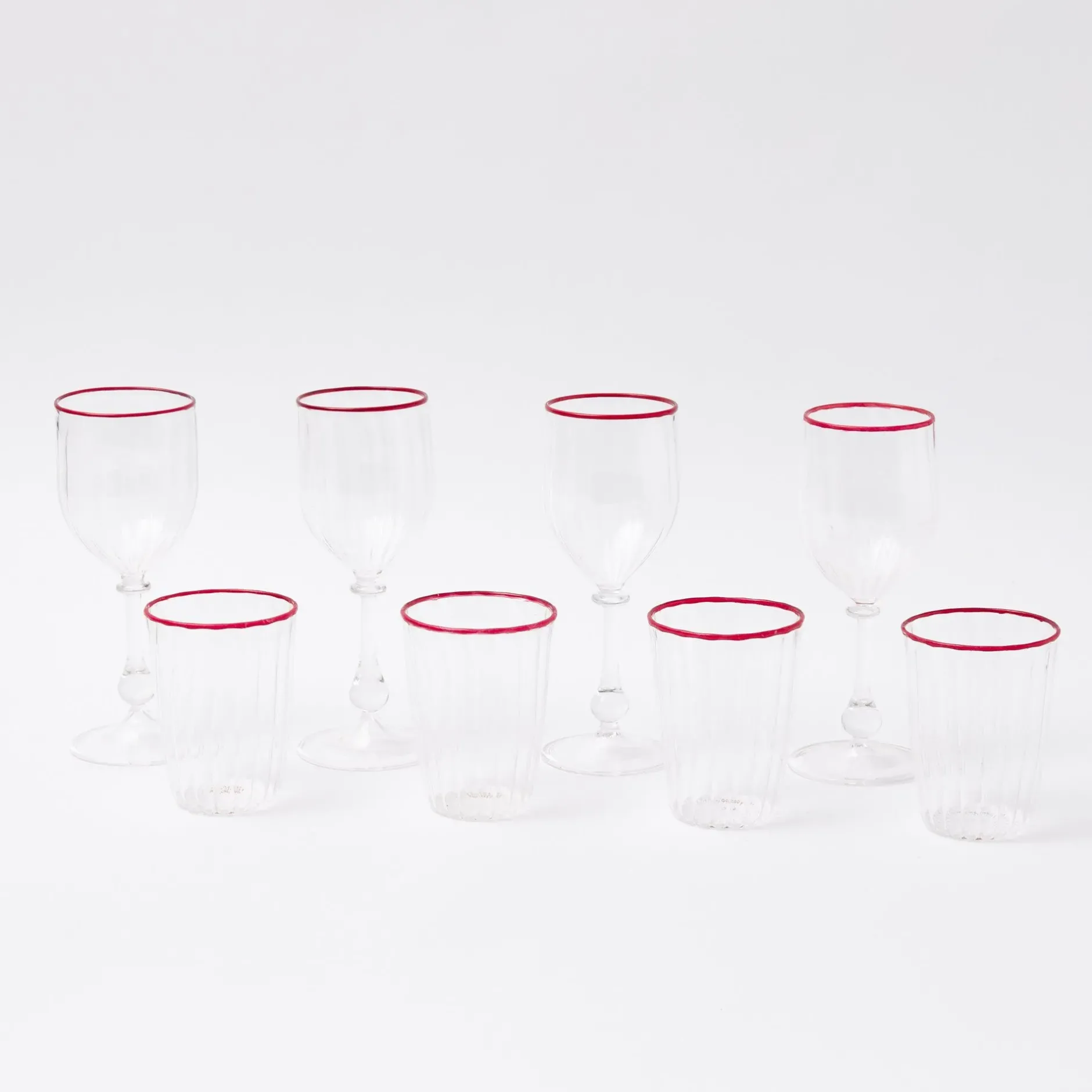 Outlet Mrs. Alice Red Rim Glassware (Set Of 8)