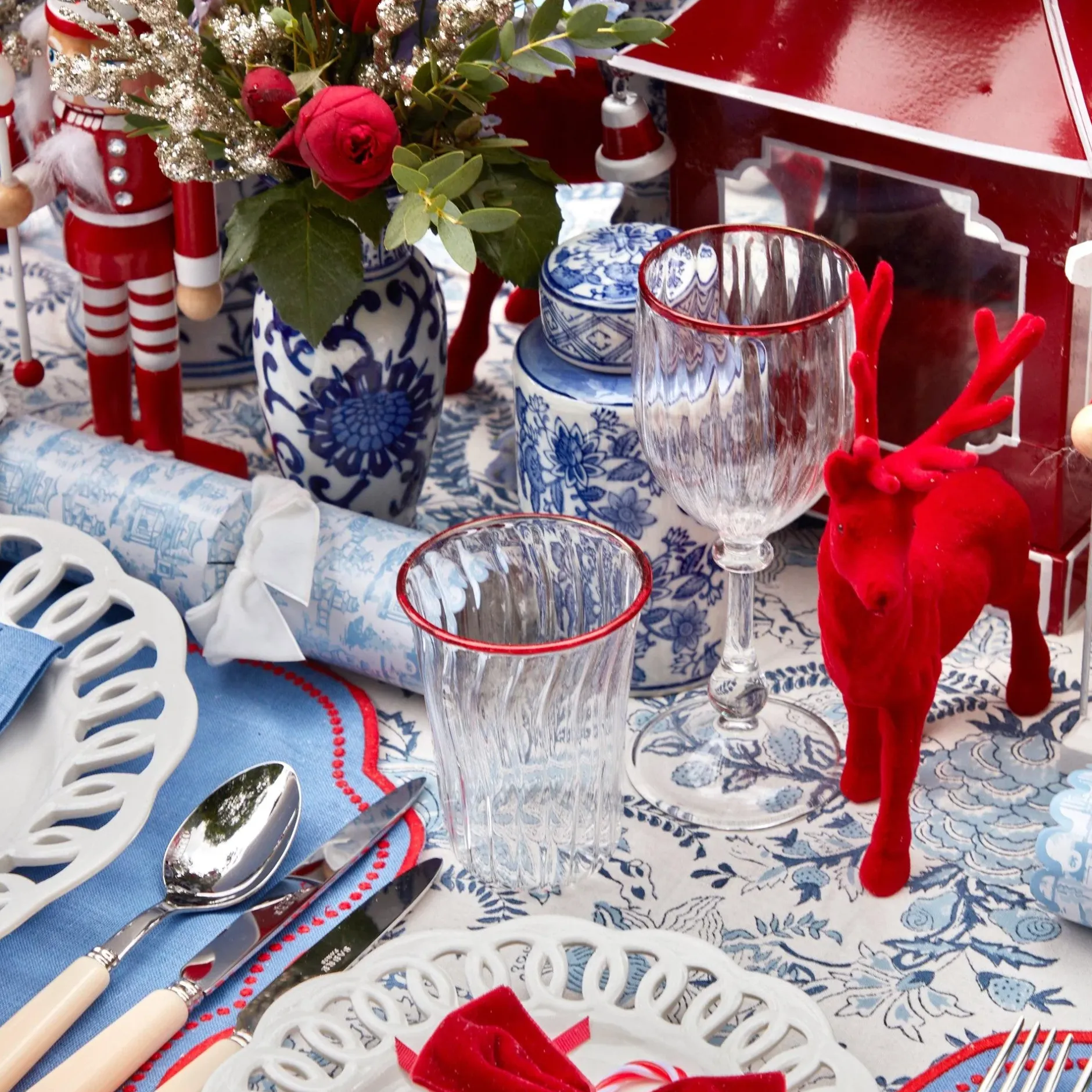 Sale Mrs. Alice Red Rim Glassware (Set Of 8)