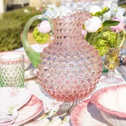 Online Mrs. Alice Rose Hobnail Jug With Emerald Handle & Glasses (Set Of 6)
