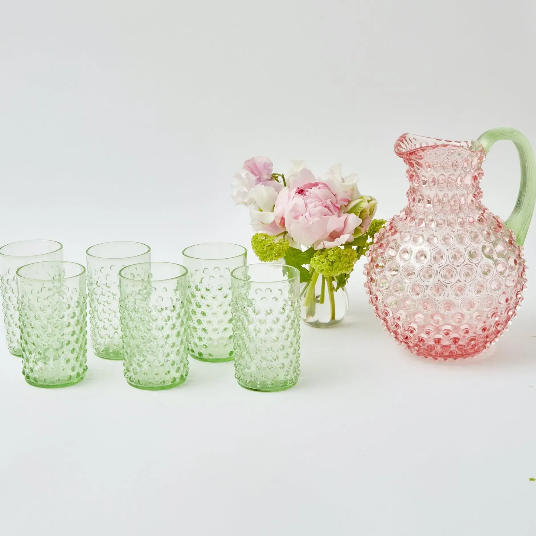 Online Mrs. Alice Rose Hobnail Jug With Emerald Handle