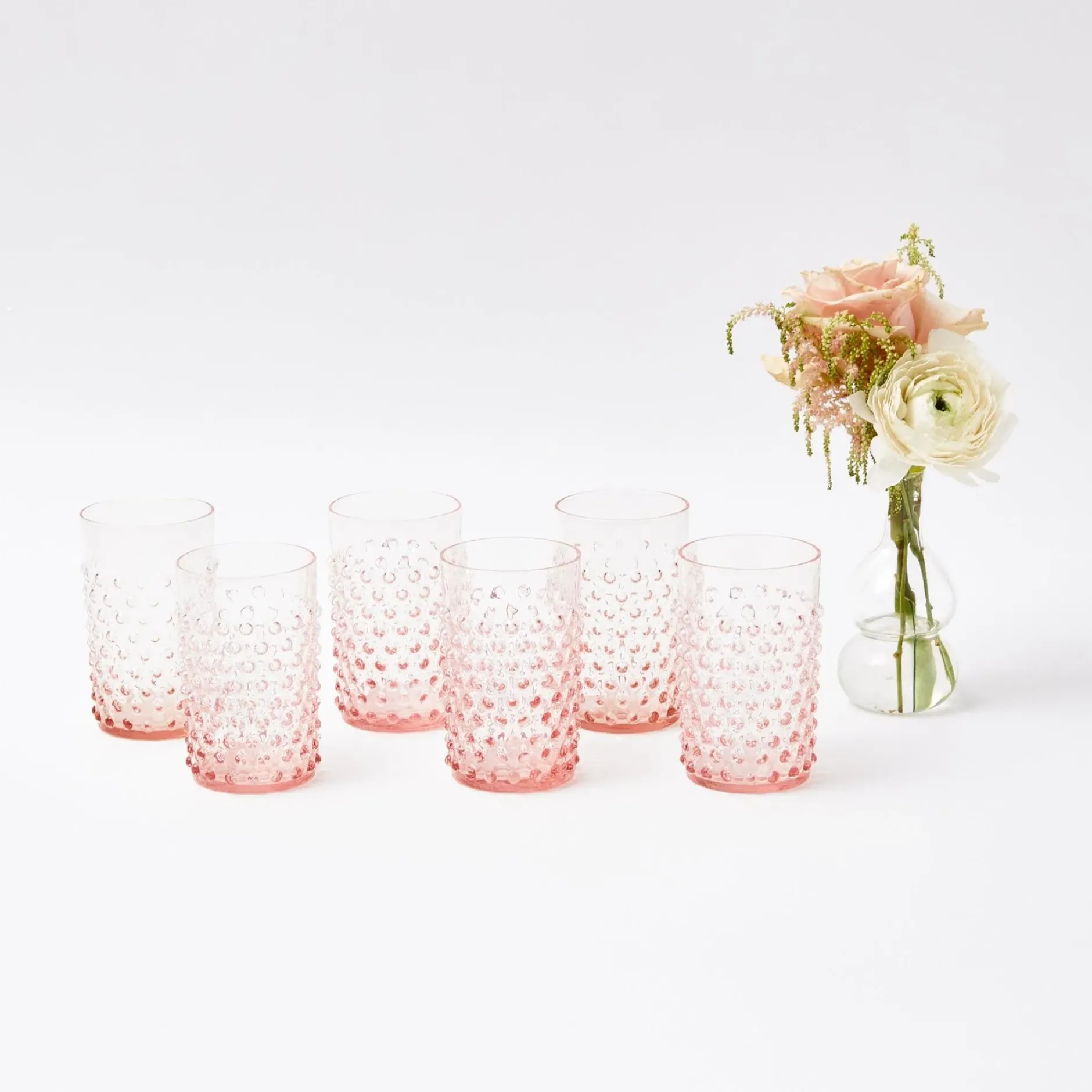 New Mrs. Alice Rose Pink Hobnail Glasses (Set Of 6)