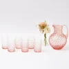 Best Mrs. Alice Rose Pink Hobnail Water Glasses & Jug Set