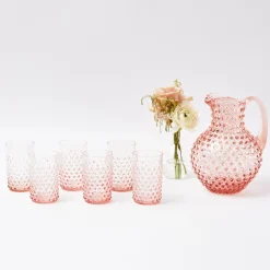 Discount Mrs. Alice Rose Pink Hobnail Water Glasses & Jug Set