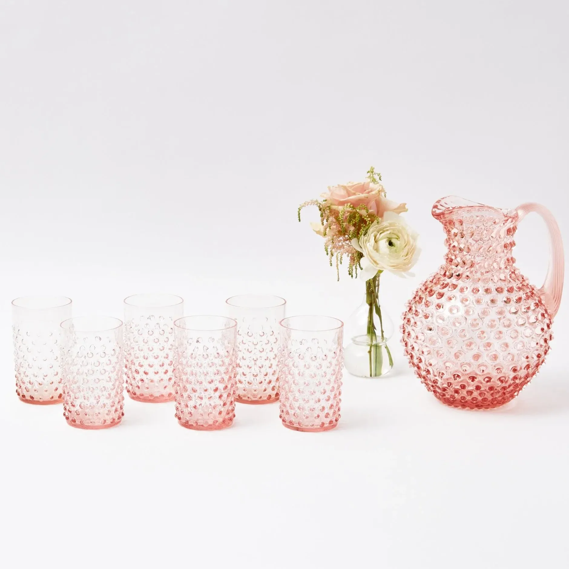 Discount Mrs. Alice Rose Pink Hobnail Water Glasses & Jug Set
