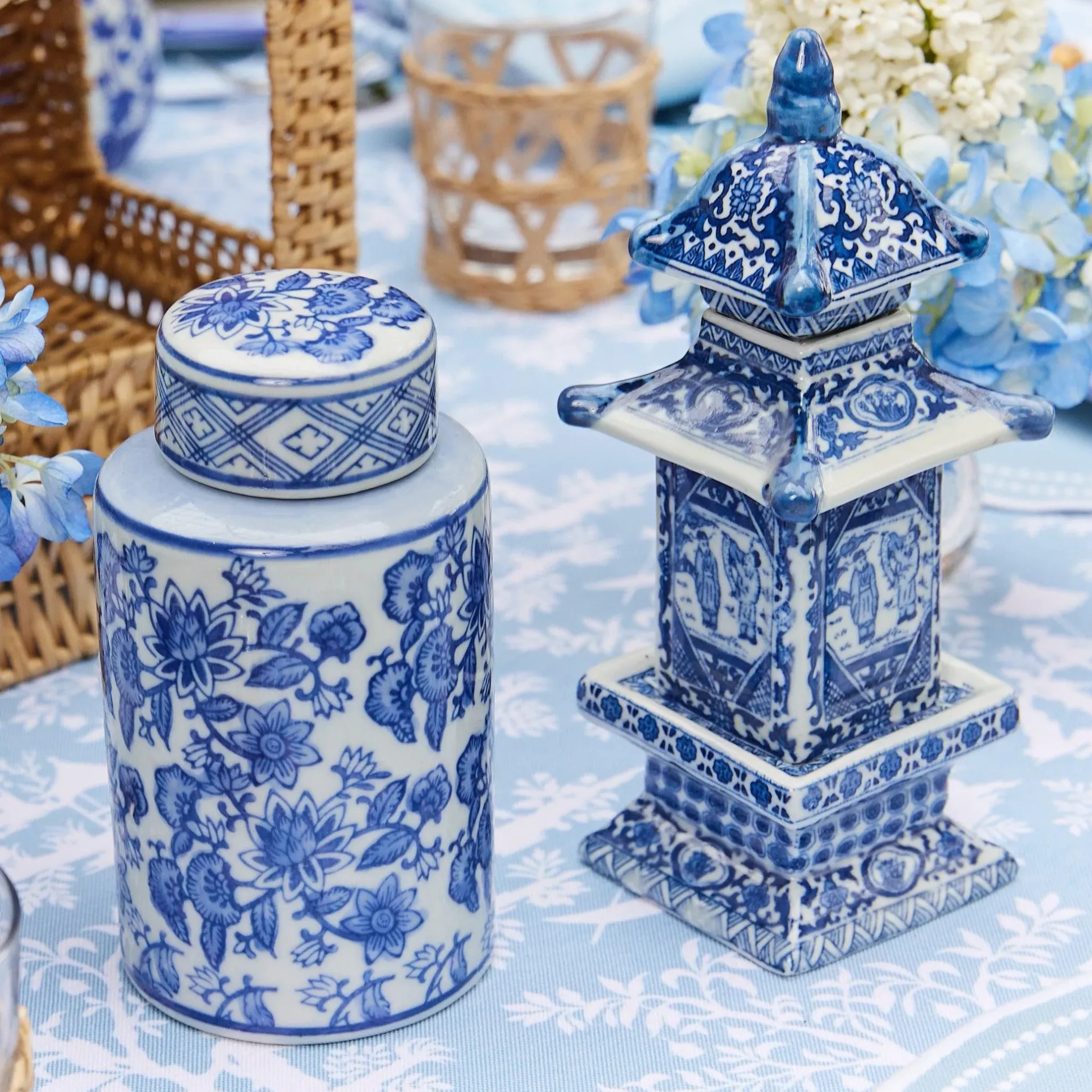 Best Mrs. Alice Round Chinoiserie Ginger Jars (Pair)