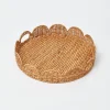 Mrs. Alice Round Rattan Scalloped Tray