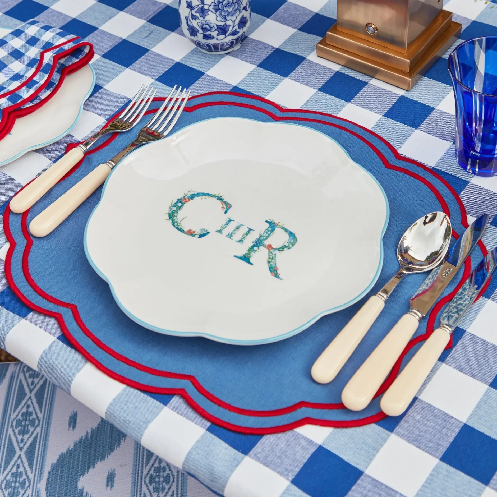 Clearance Mrs. Alice Royal Blue Gingham Tablecloth