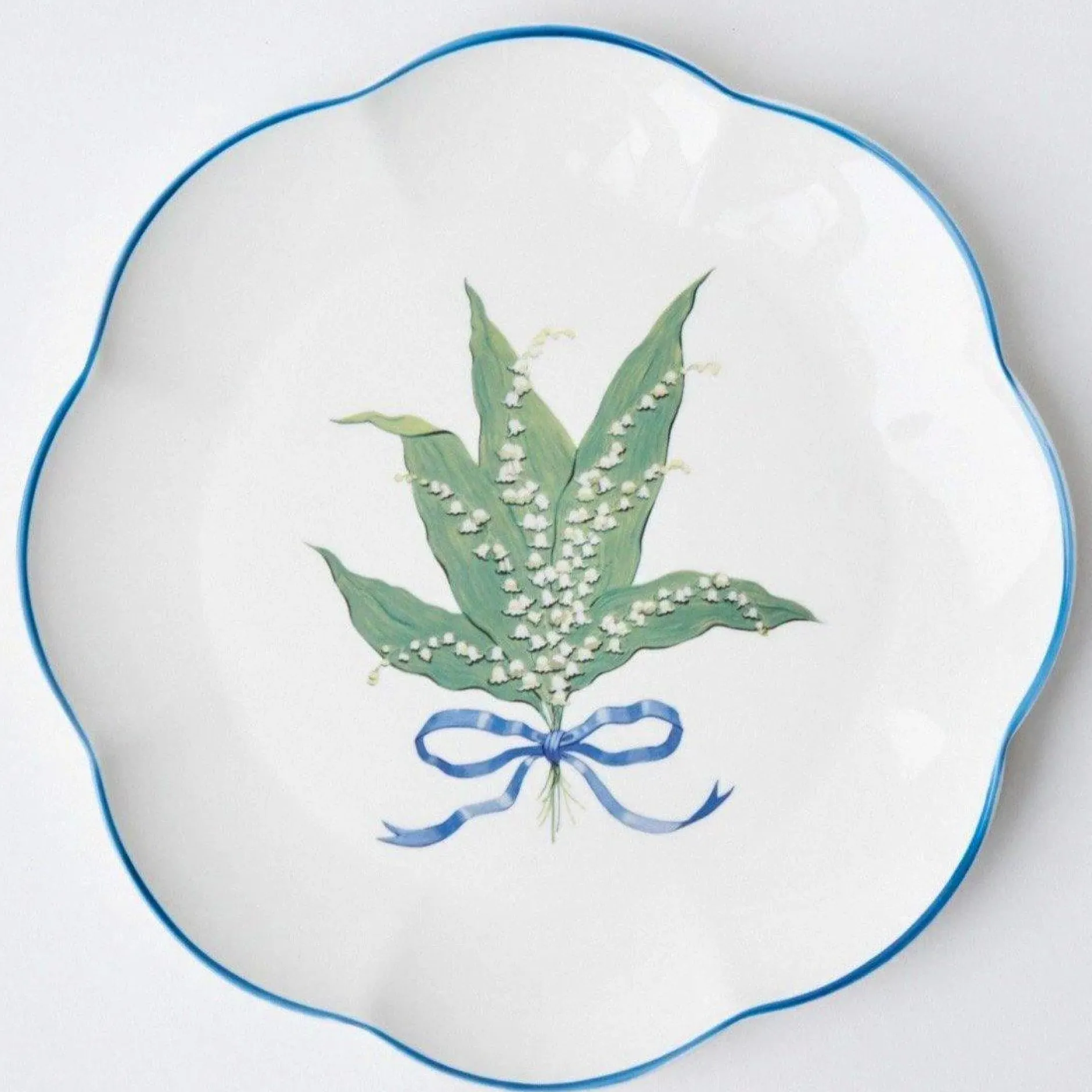 Clearance Mrs. Alice Scalloped Lily Of The Valley Dinner Plate (Set Of 4)
