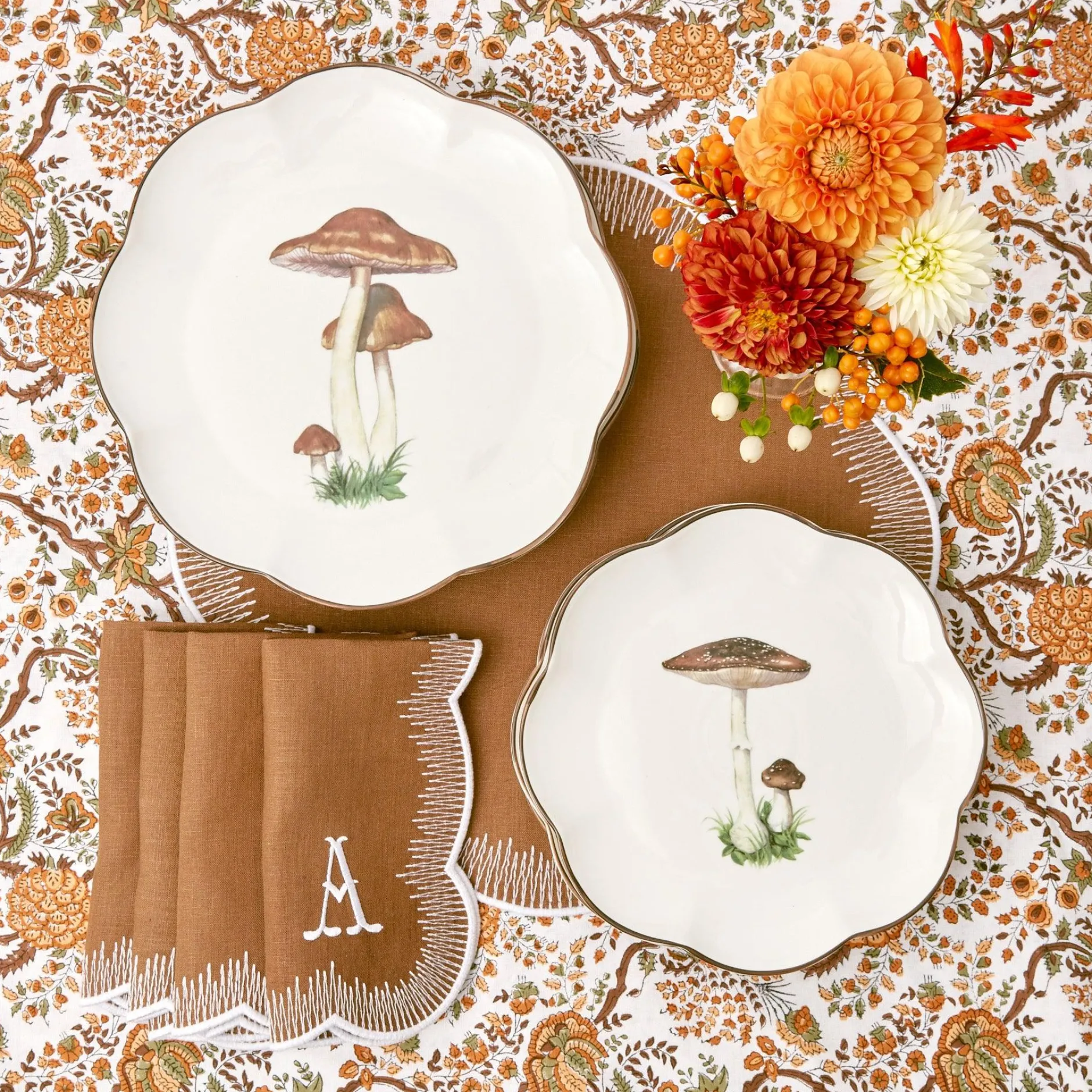 Online Mrs. Alice Scalloped Mushroom Starter Plate (Brown)