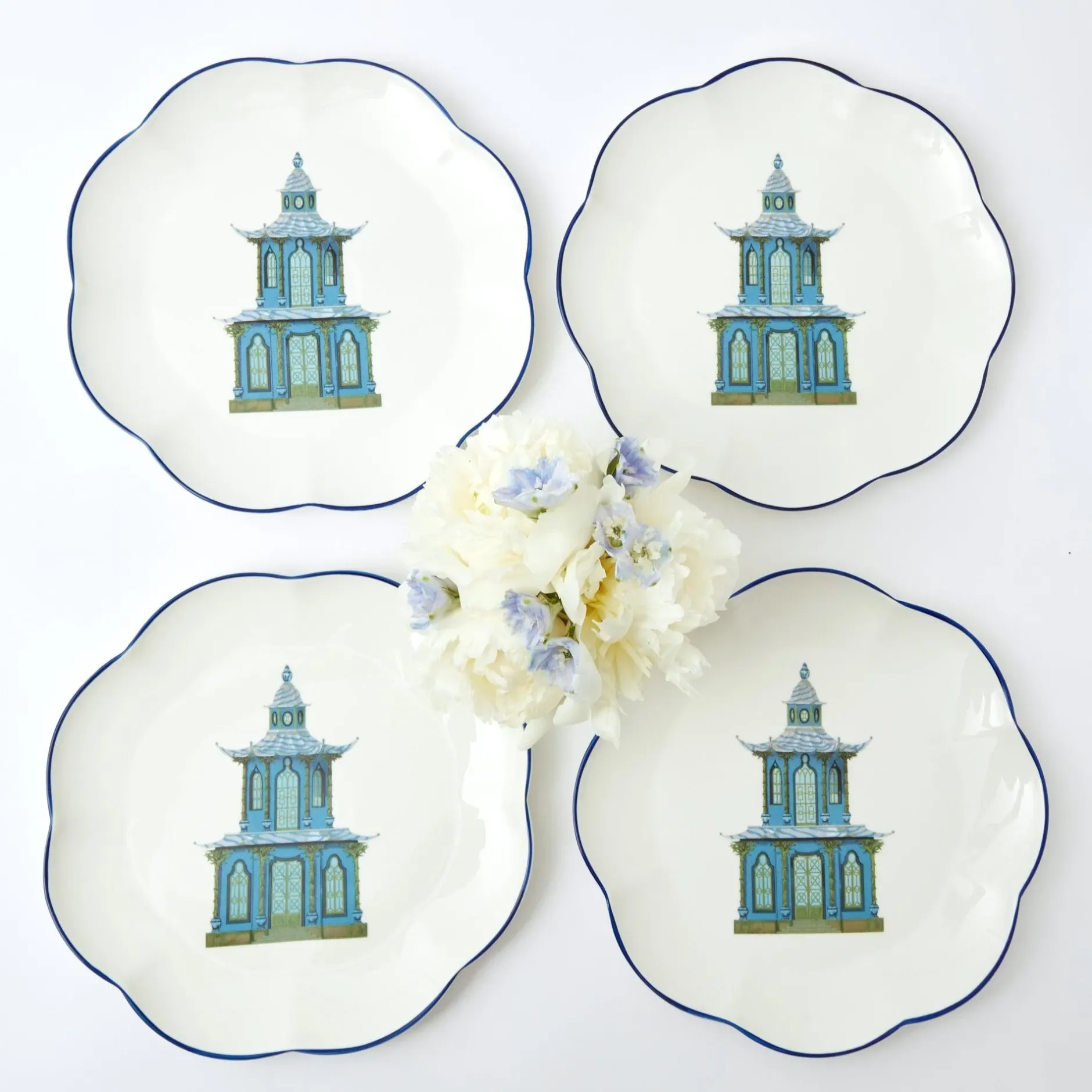 New Mrs. Alice Scalloped Pagoda Dinner Plate (Set Of 4)