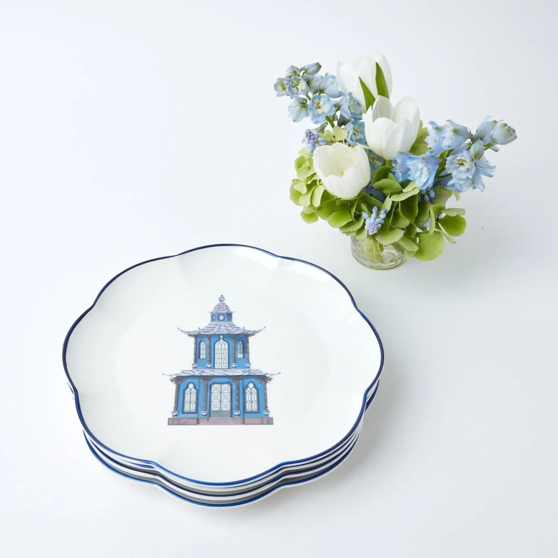 New Mrs. Alice Scalloped Pagoda Dinner Plate (Set Of 4)
