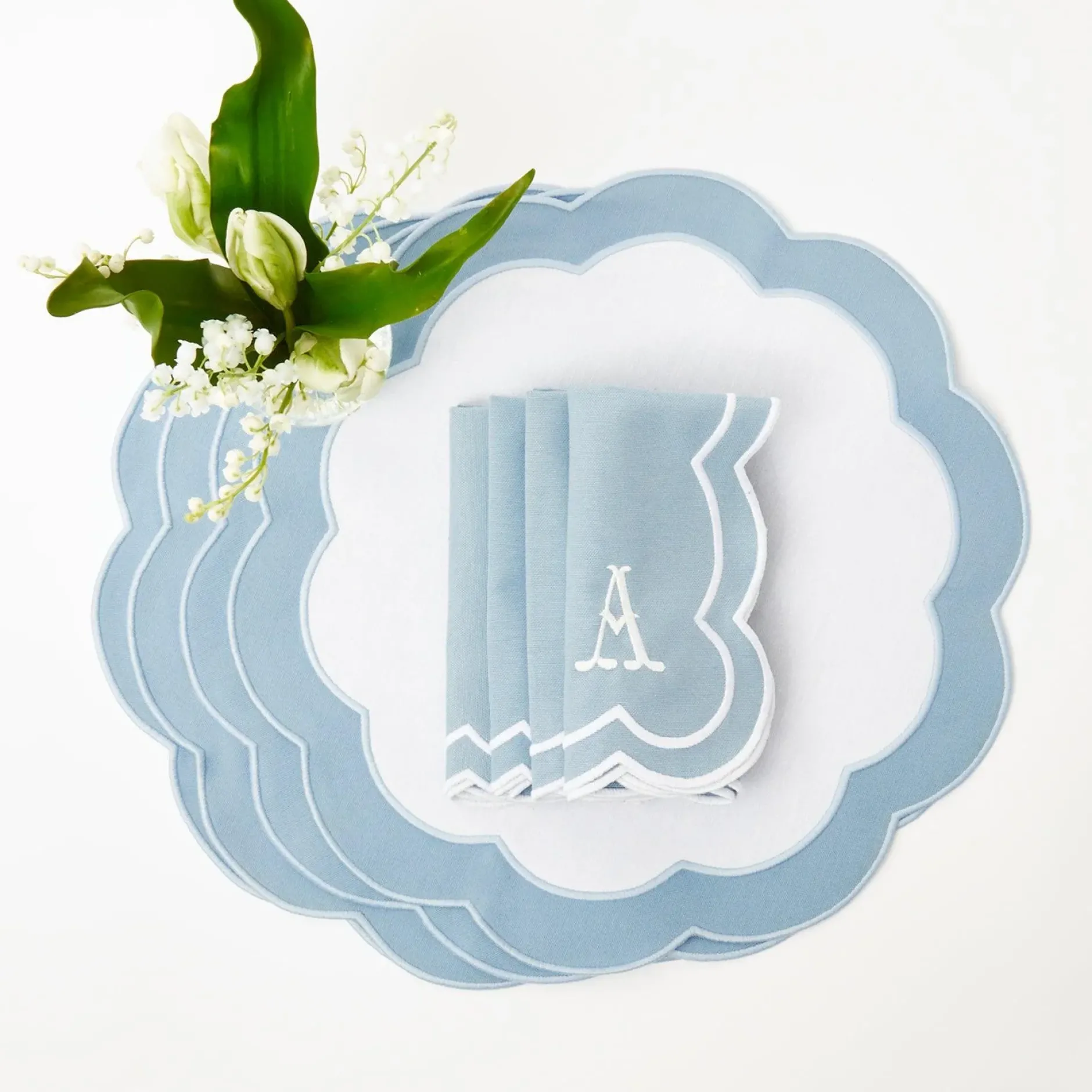 Hot Mrs. Alice Serena Applique Blue Napkins (Set Of 4)