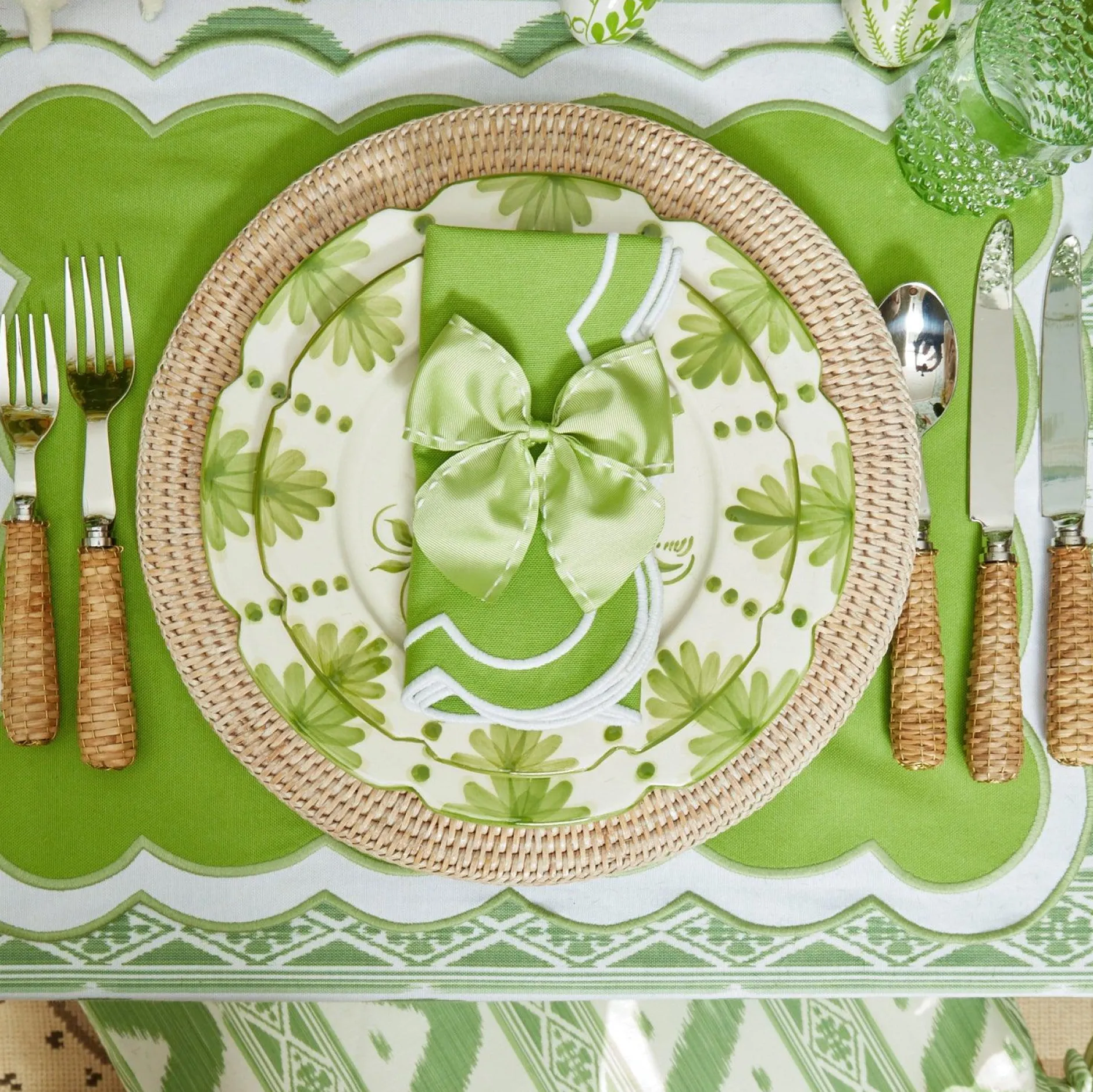 Clearance Mrs. Alice Serena Applique Green Napkins (Set Of 4)