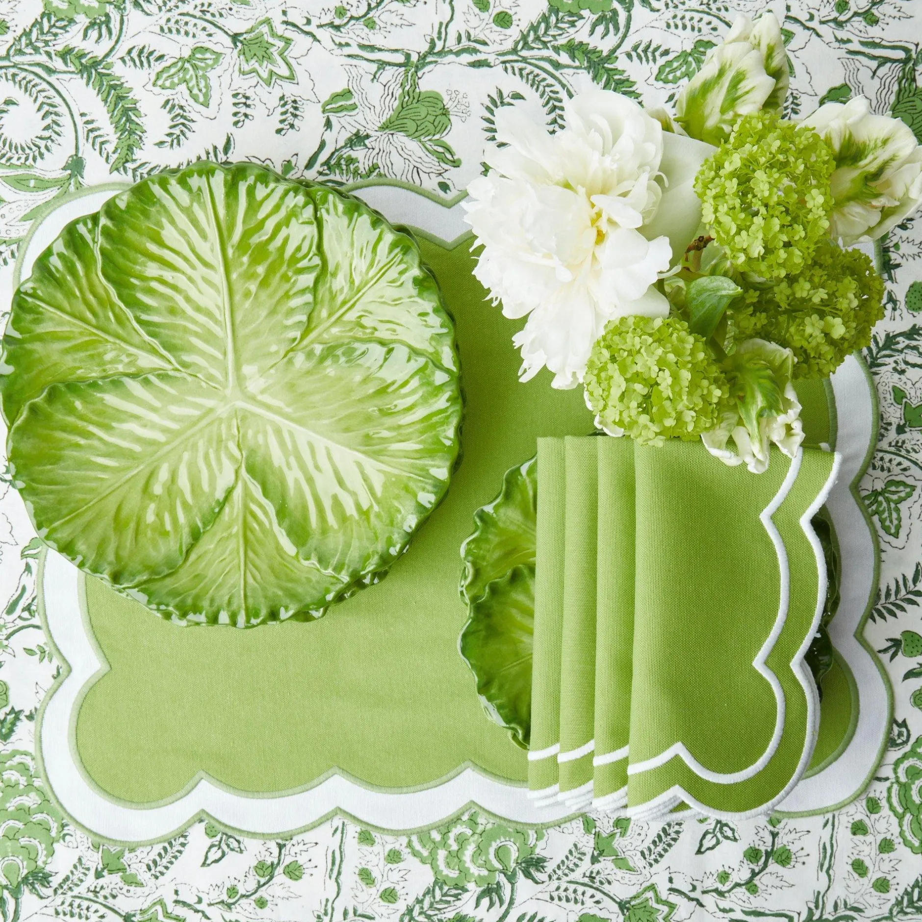 Clearance Mrs. Alice Serena Applique Green Napkins (Set Of 4)