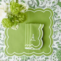 Clearance Mrs. Alice Serena Applique Green Napkins (Set Of 4)