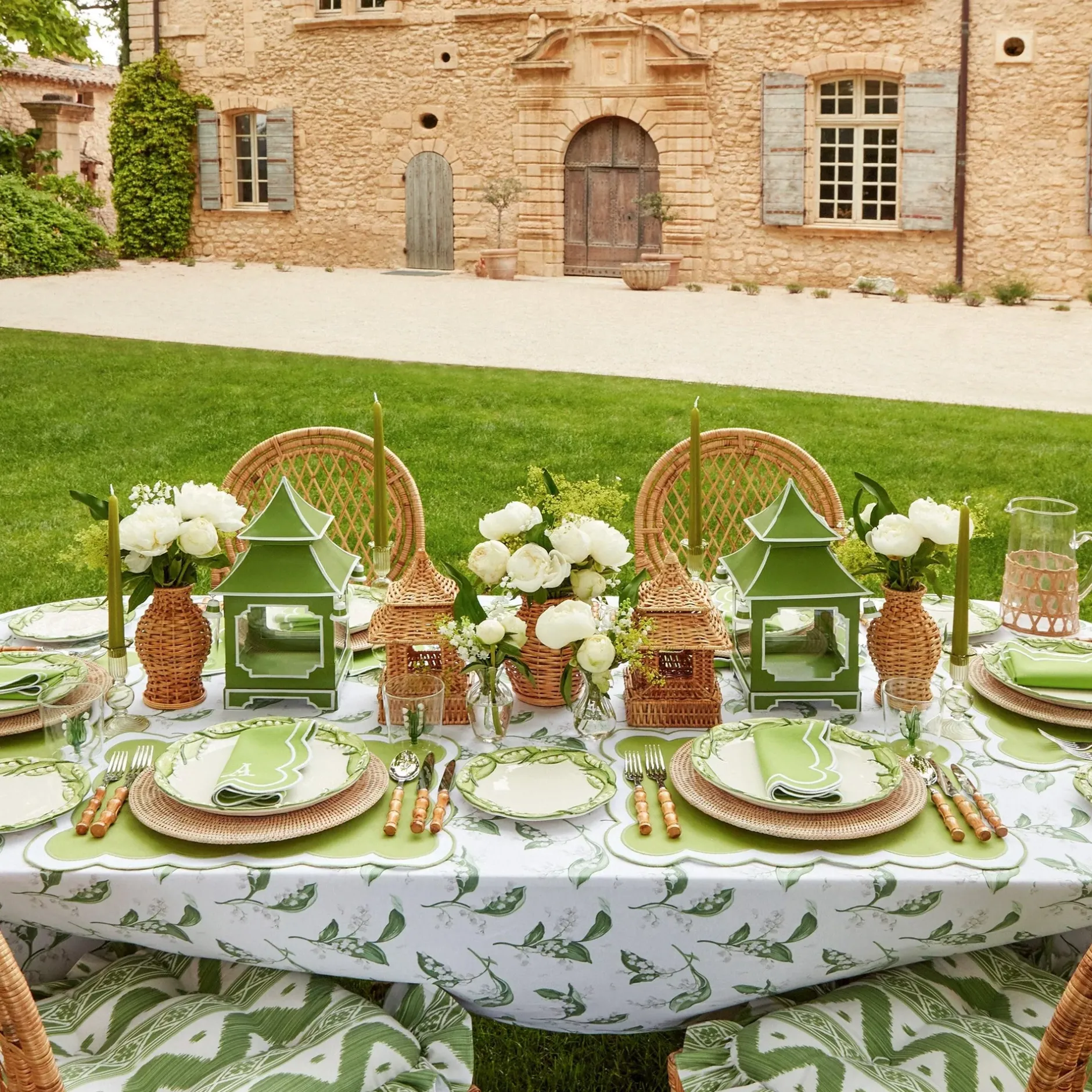 Clearance Mrs. Alice Serena Applique Green Napkins (Set Of 4)