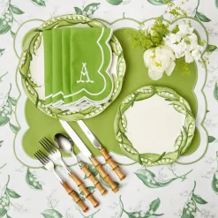 Clearance Mrs. Alice Serena Applique Green Napkins (Set Of 4)