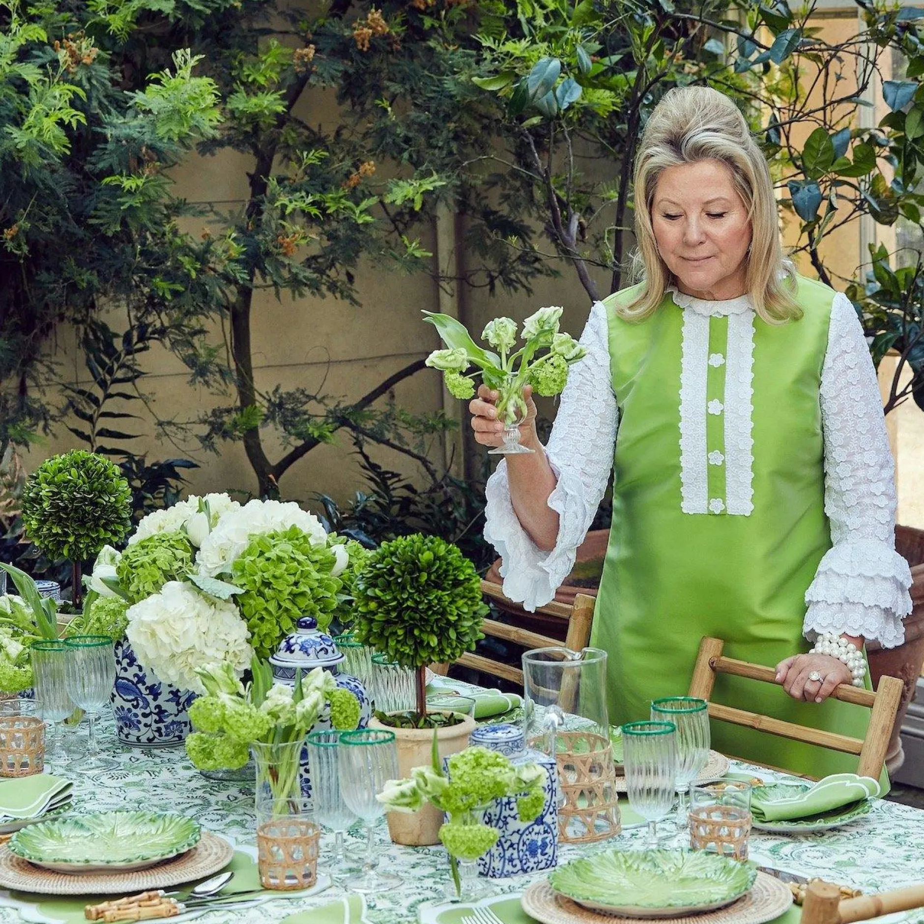 New Mrs. Alice Serena Applique Green Placemats & Napkins (Set Of 4)