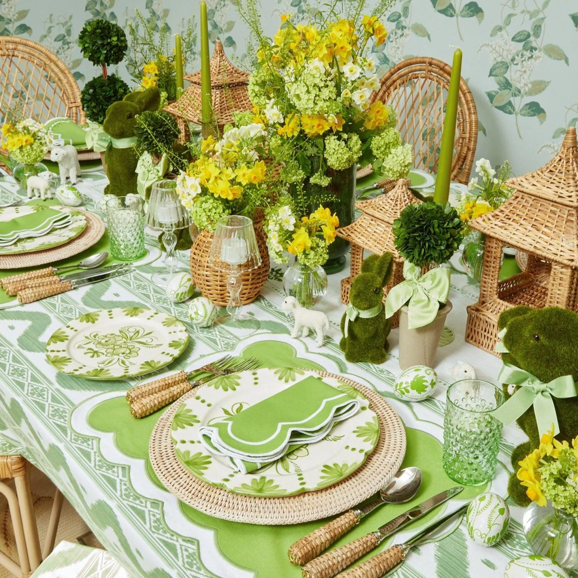 Clearance Mrs. Alice Serena Applique Green Placemats (Set Of 4)