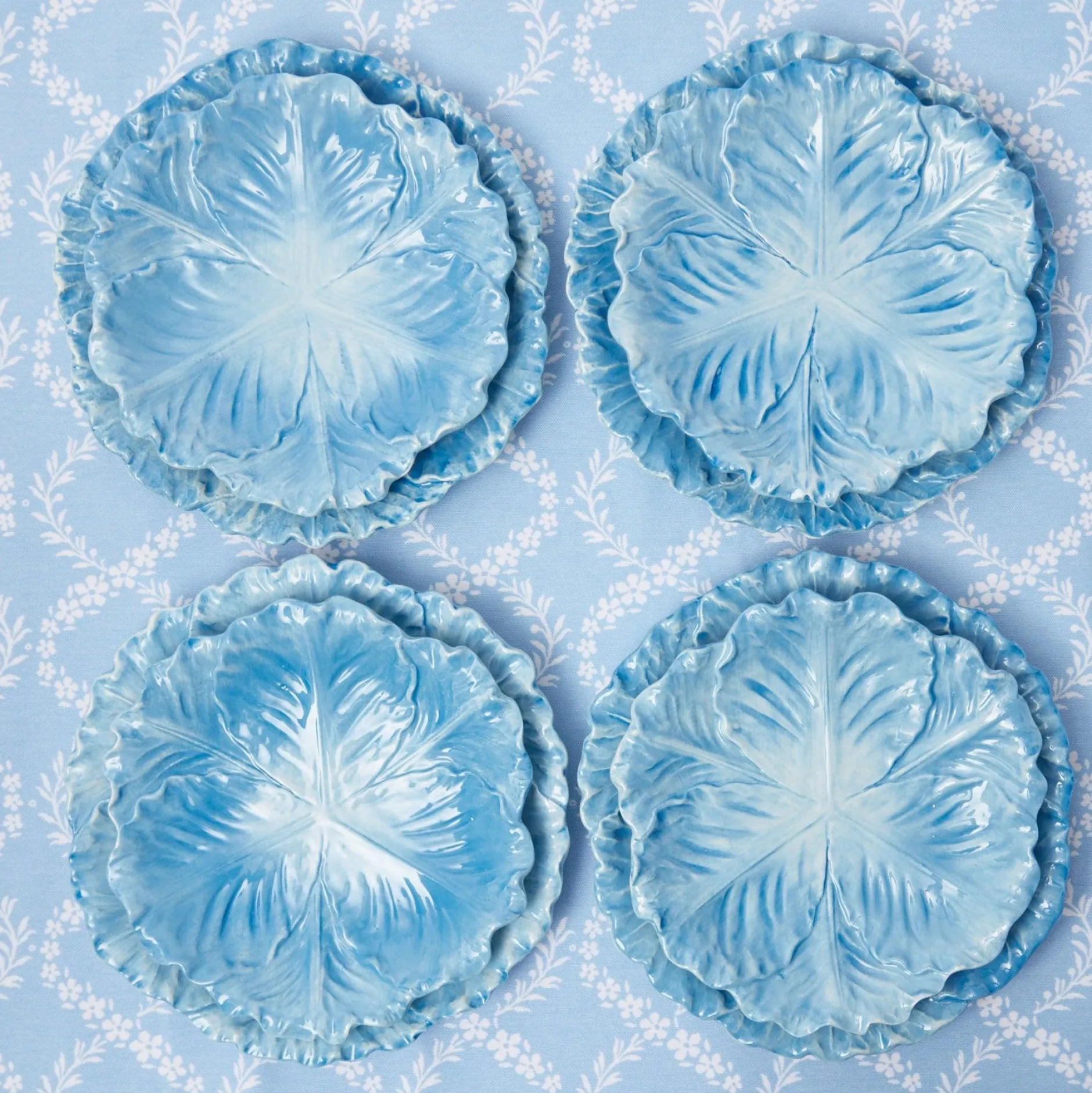 Clearance Mrs. Alice Serena Cabbage Dinner & Starter Plates (Set Of 8)