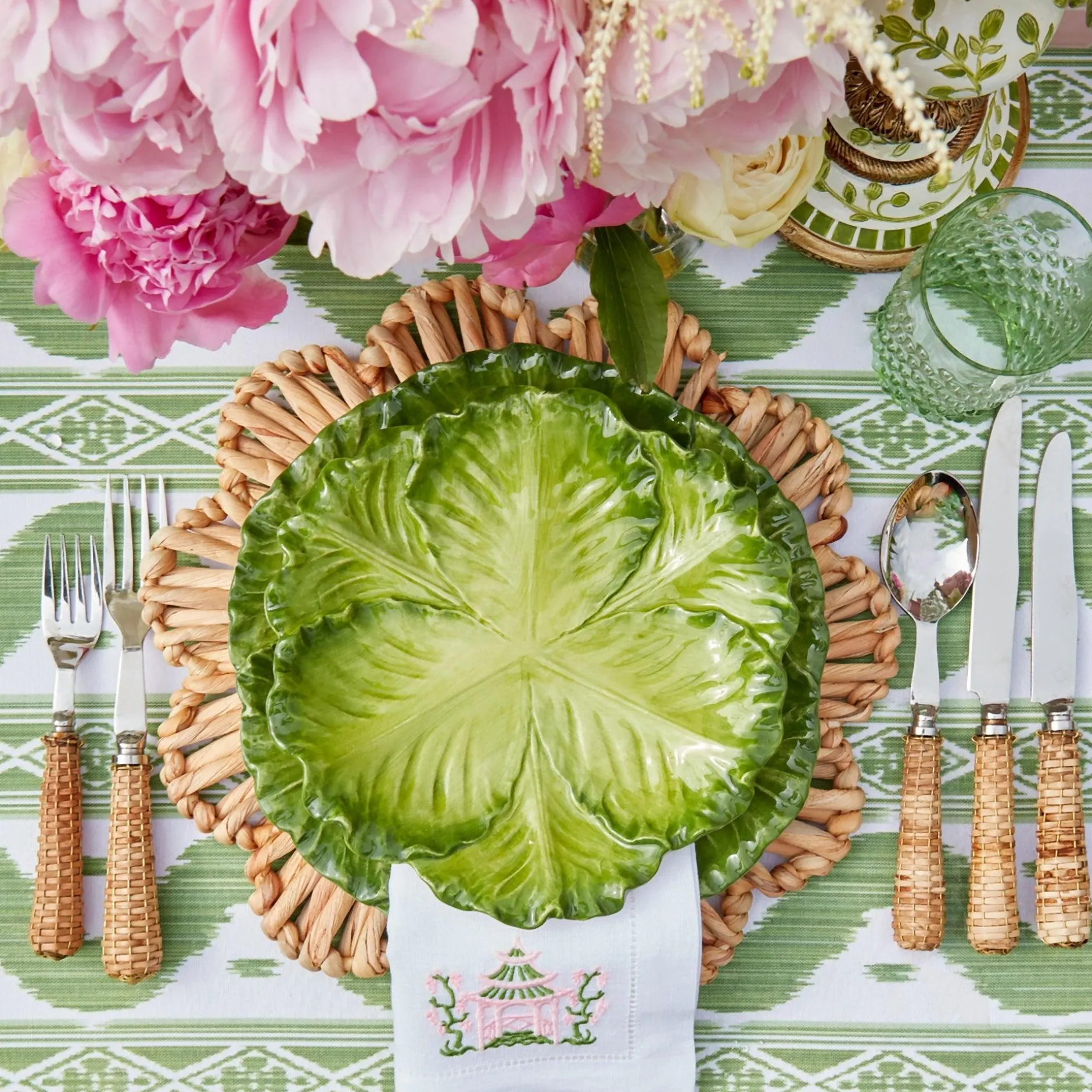 New Mrs. Alice Serena Green Cabbage Dinner & Starter Plates (Set Of 8)