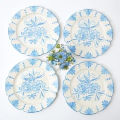 Mrs. Alice Seville Blue Gardenia Dinner Plate (Set Of 4)