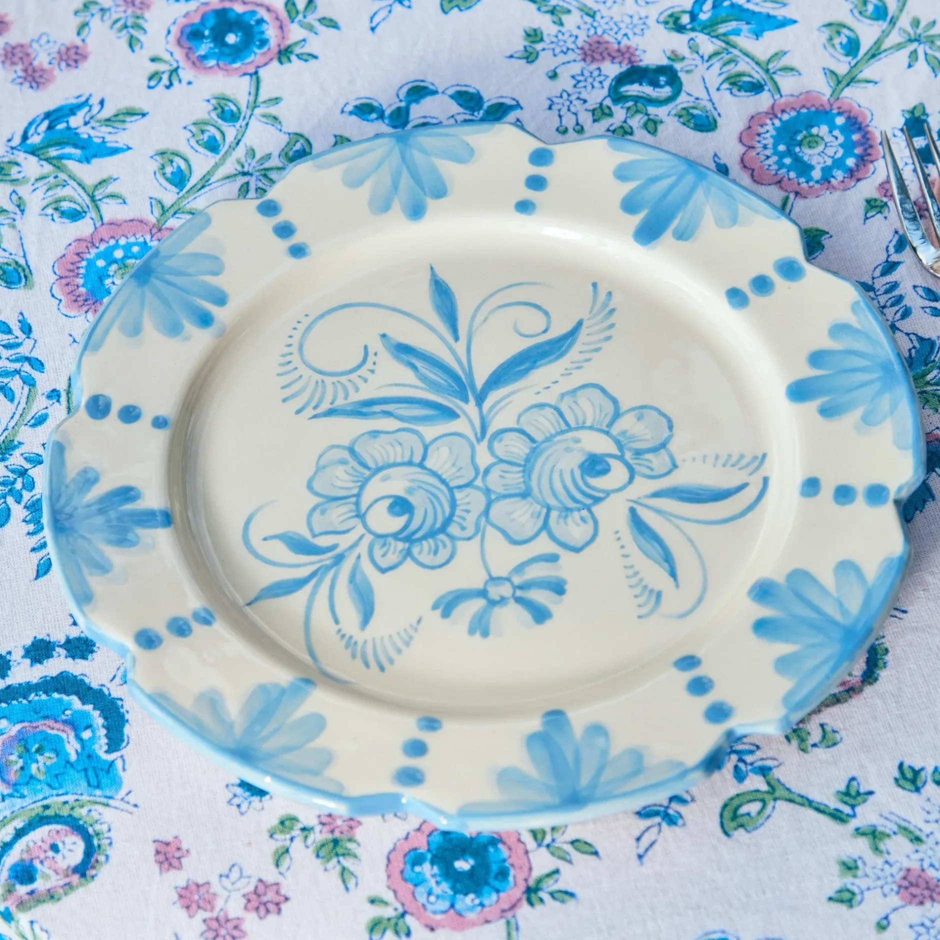 New Mrs. Alice Seville Blue Gardenia Starter Plate (Set Of 4)