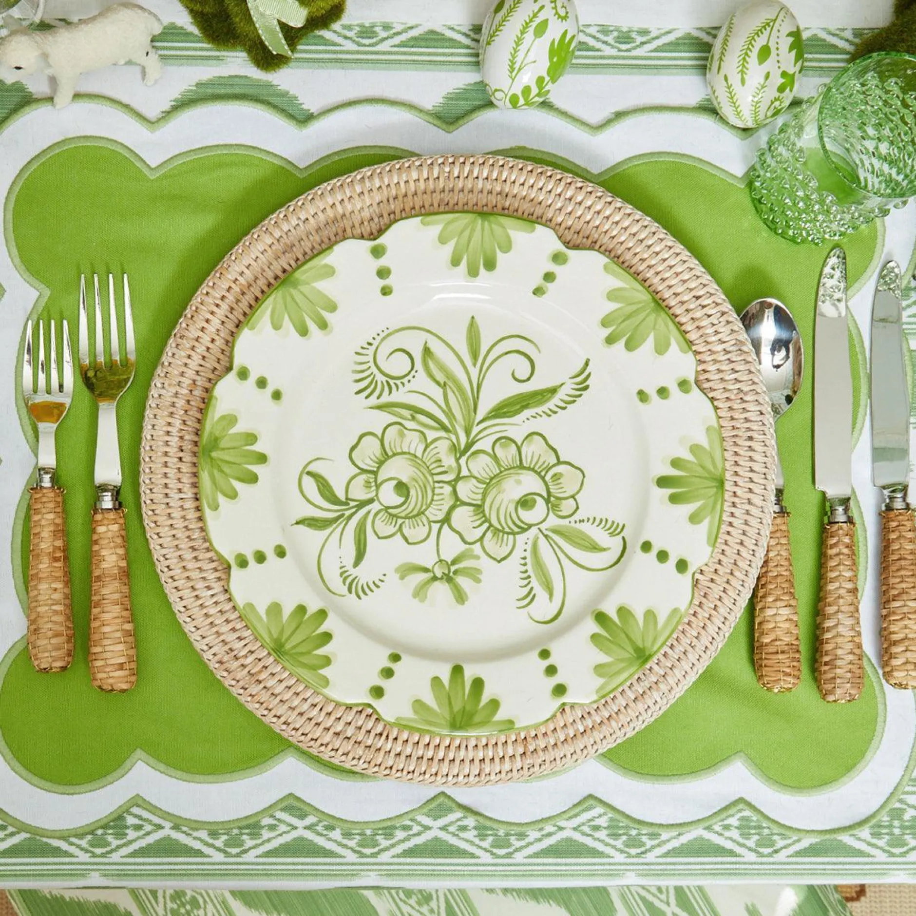 Discount Mrs. Alice Seville Green Gardenia Dinner Plates (Set Of 4)