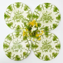 New Mrs. Alice Seville Green Gardenia Dinner & Starter Plates (Set Of 8)