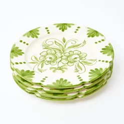 New Mrs. Alice Seville Green Gardenia Dinner & Starter Plates (Set Of 8)