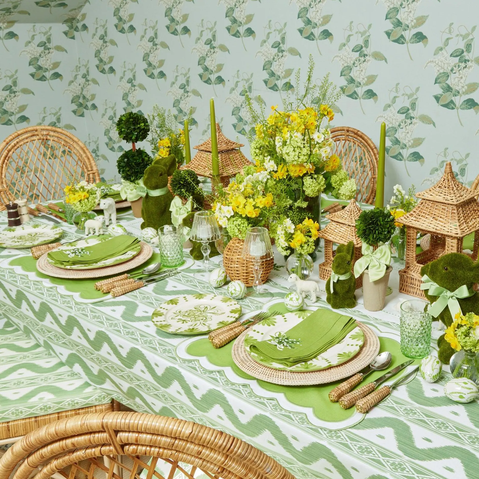 Best Mrs. Alice Seville Green Gardenia Dinner & Starter Plates (Set Of 8)