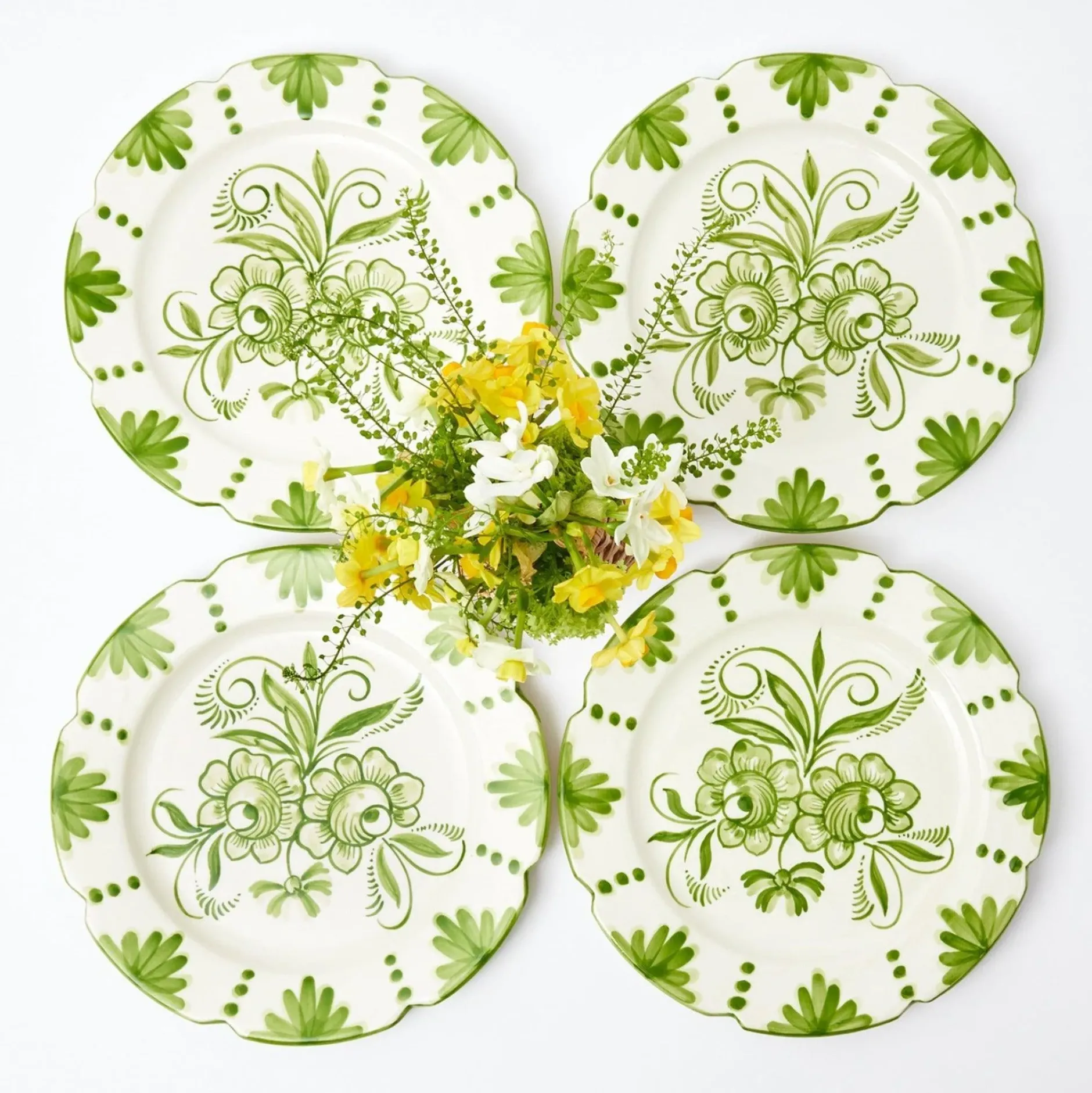 Best Mrs. Alice Seville Green Gardenia Dinner Plates (Set Of 4)
