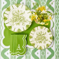 Hot Mrs. Alice Seville Green Gardenia Dinner & Starter Plates (Set Of 8)