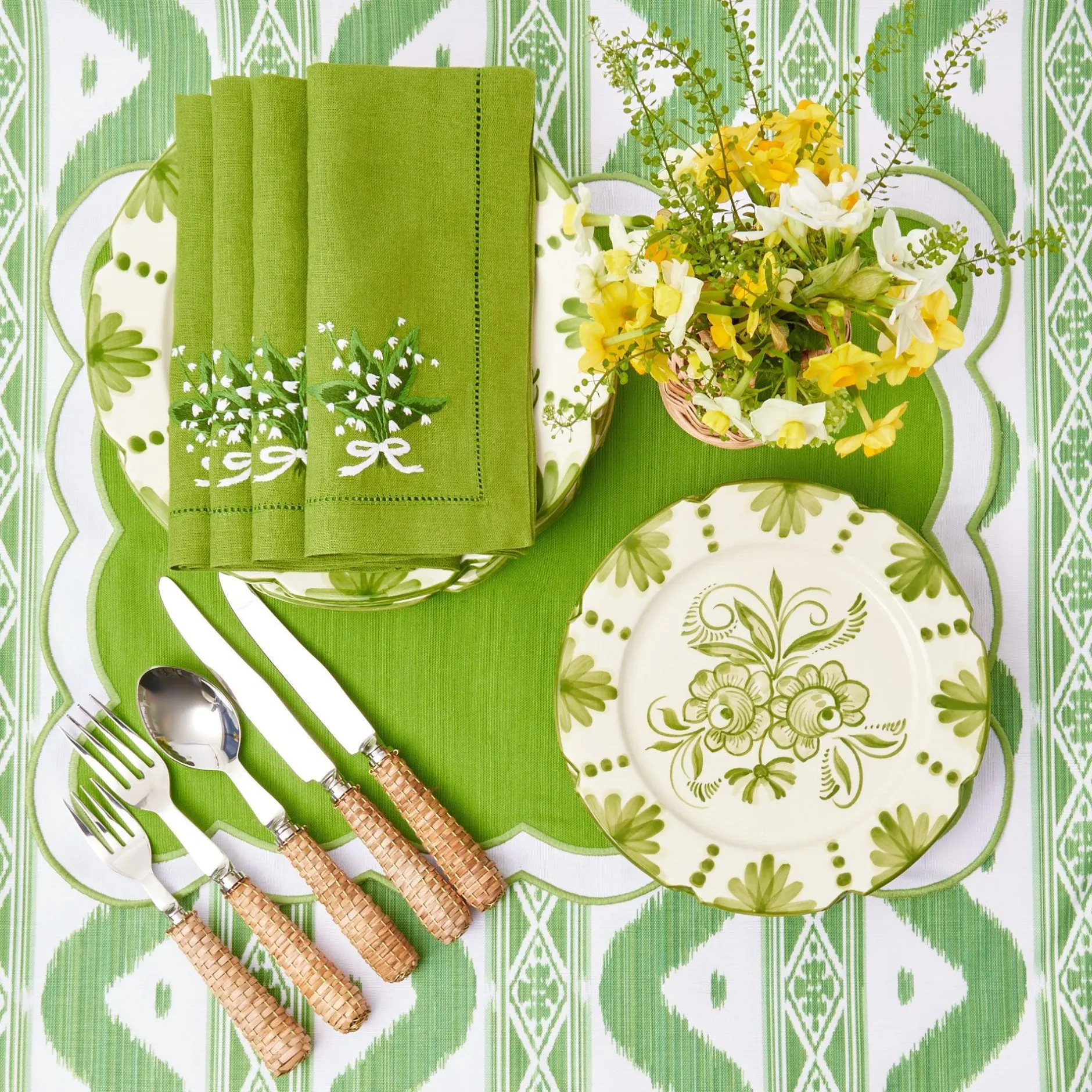 Outlet Mrs. Alice Seville Green Gardenia Starter Plates (Set Of 4)