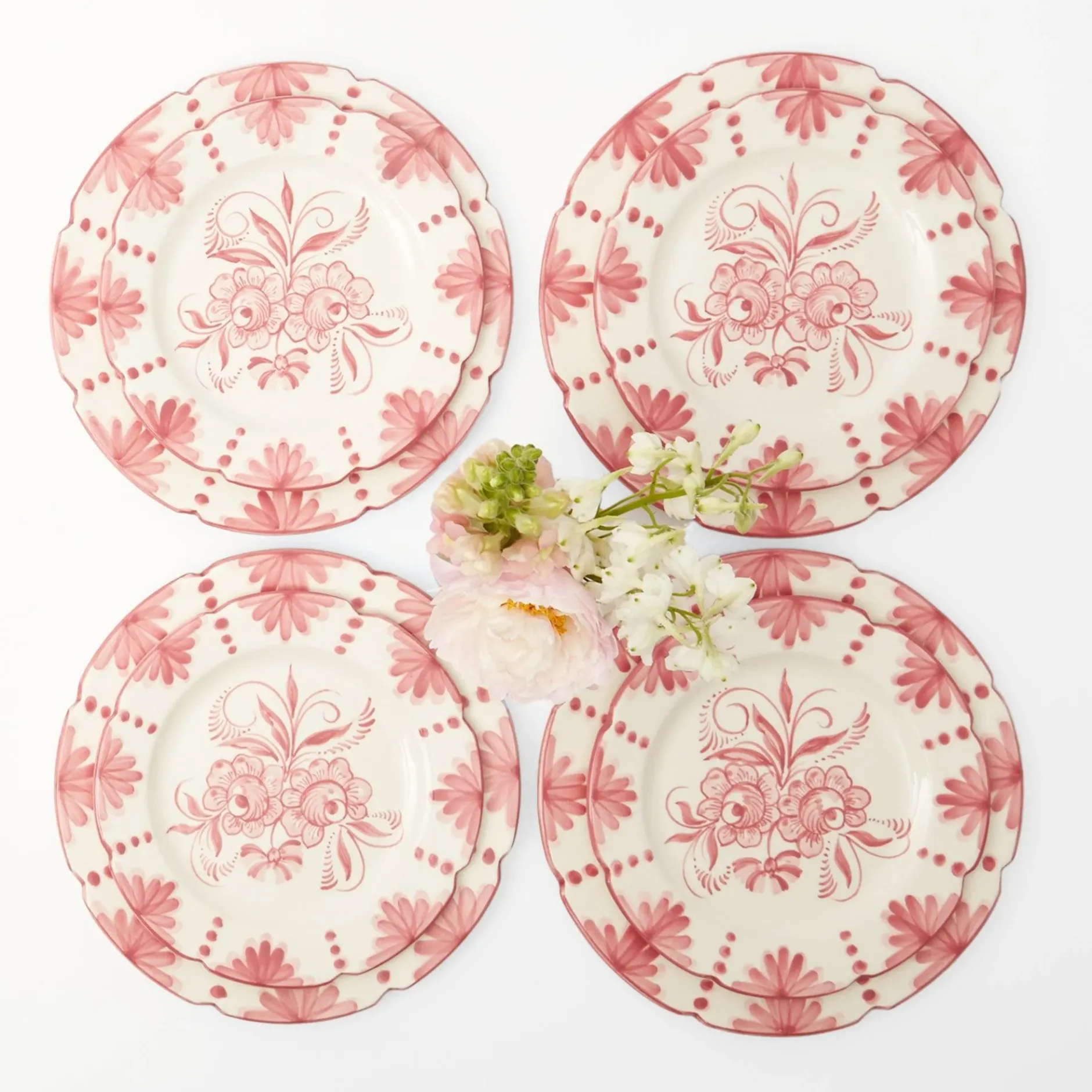 New Mrs. Alice Seville Pink Gardenia Dinner & Starter Plates (Set Of 8)